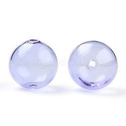 Sfere di globo di vetro borosilicato ad alto soffio trasparente, tondo, per perline di vetro ciondolo bottiglia dei desideri fai da te, lilla, 18x17mm, Foro: 2 mm