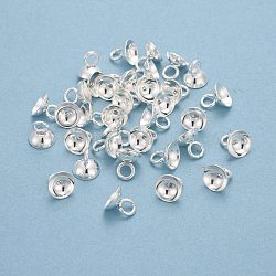 201 perline pendenti in acciaio inossidabile, per ciondoli con coperchio a bolle di vetro globo, argento, 6x6mm, Foro: 2.2 mm