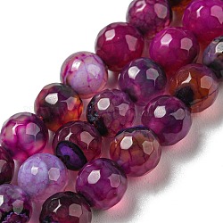 Chapelets de perles d'agate naturelle, teints et chauffée, ronde, facette, violet, 6mm, Trou: 1mm, Environ 62 pcs/chapelet, 14.37~14.76 pouce (36.5~37.5 cm)