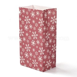 Bolsas de papel rectangulares con tema navideño, sin mango, para regalo y paquete de comida, patrón de copo de nieve, 12x7.5x23 cm