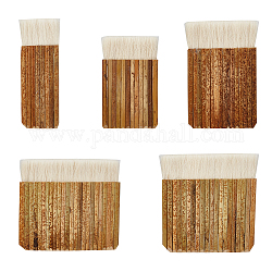 Bamboo Handle Soft Brush, Wool Brush Latex Paint Brush, for Professional Results On Walls, Cabinets, Doors, Decks, Touch Ups, BurlyWood, 136~140x53~162x9~11.2mm, 5pcs/set