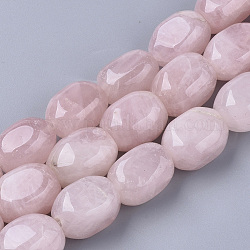 Granos naturales de abalorios de cuarzo rosa, Rectángulo, 17~18x12~13x12~13mm, agujero: 1 mm, aproximamente 22~23 pcs / cadena, 15.35~15.74 pulgada (39~40 cm)