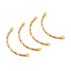 Verbindungsanhänger aus Legierung, mit Emaille, gebogenes Rohr Verbinder, golden, Farbig, 28x63x3 mm, Bohrung: 2.8 mm