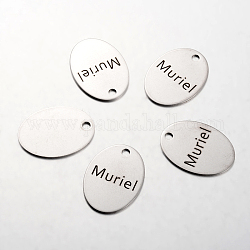 Spray Painted Stainless Steel Pendants, Oval with Word Slave, Stainless Steel Color, 17x12x1mm, Hole: 2mm