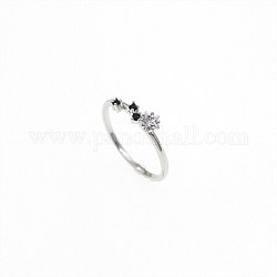 スター指輪シルバーマイクロパヴェキュービックジルコニアフィンガー指輪925個  スター  透明  プラチナ  usサイズ6（16.5mm）