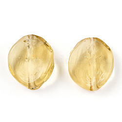 Perles de lampwork faites à la main transparentes, feuille, kaki clair, 14~18.5x13.5~15x3.5~6mm, Trou: 1.2~1.8mm