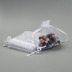 Прямоугольник органза сумки, белые, 10x8 см