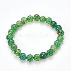 Natural Dragon Veins Agate Beaded Stretch Bracelets, Dyed, Round, Sea Green, 2-1/8 inch(55mm)
