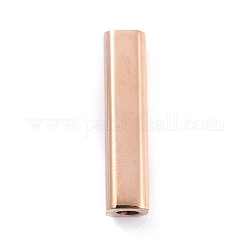 Chapado de iones (ip) 304 cierres magnéticos de acero inoxidable con extremos para pegar, cuboides, oro rosa, 24.8x6x6mm, agujero: 3 mm