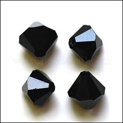Imitation österreichischen Kristallperlen, Klasse aaa, facettiert, Doppelkegel, Schwarz, 4.55x5 mm, Bohrung: 0.7~0.9 mm