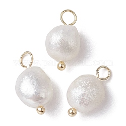 Encantos de patata de perlas naturales, con instrumentos de viento, dorado, 13~15x6~8x6mm, agujero: 2.8 mm, 3 PC / sistema