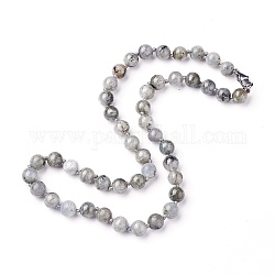 Collier de perles de labradorite naturelle, avec des fermoirs en acier inoxydable, 18.62 pouce (47.3 cm), perles: 8~8.5 mm