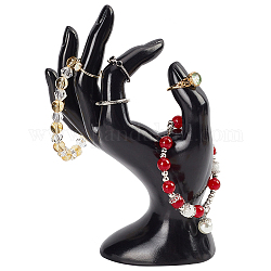 Supports d'affichage de bijoux de main de mannequin en plastique, ok en forme de main anneau organisateur de bijoux rack pour anneau, bracelet, voir, noir, 11.5x7.1x18 cm