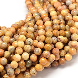 Natural Crazy Agate Round Bead Strands, 10mm, Hole: 1mm, about 40pcs/strand, 14.9 inch