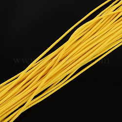 Elastic Cord, with Fibre Outside and Rubber Inside, Gold, 4.5~5.0mm, about 100m/bundle