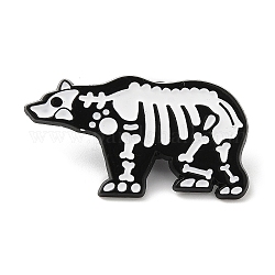 Épingles en émail squelette d'Halloween, badge en alliage noir d'électrophorèse pour vêtements de sac à dos, ours, 18x33x1.5mm