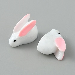 Decorazione espositiva in resina, animali da casa delle bambole, adorabile mini coniglio/coniglietto, bianco, 16.5x7x13mm