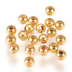 Perline in ottone, placcato di lunga durata, tondo, oro, 8x7.5mm, Foro: 1.6 mm, 200 pc / set