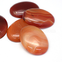 Ágata rayada natural teñida oval / cabujones de ágata con bandas, chocolate, 40x30x6~8mm