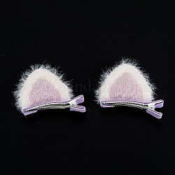 Alloy Alligator Hair Clips, with Cotton, Hair Barrettes for Girls, Cat Ear, Lilac, 37x49x12mm