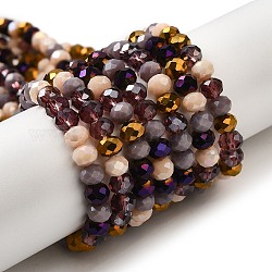 Chapelets de perles en verre, facette, rondelle, violet, 6x5mm, Trou: 1mm, Environ 85~88 pcs/chapelet, 16.1~16.5 pouce (41~42 cm)