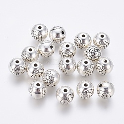 Perles d'alliage métallique, Sans cadmium & sans nickel & sans plomb, ronde, argent antique, 8mm, trou: 1 mm.