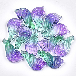Spray gemalt Glas-Anhänger, Flügel, dunkle Orchidee, 36x18x5.5~6 mm, Bohrung: 1 mm