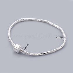 Silver Color Plated European Style European Style Bracelet Making, with Brass Clasps without Sign, about 21cm long(excluding the length of clasp), 3mm thick, hole: 2mm