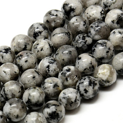 Natural Sesame Jasper/Kiwi Jasper Beads Strands, Round, 8~8.5mm, Hole: 1mm, about 47pcs/strand, 15.5 inch