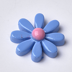 Resin Cabochons, Flower, Cornflower Blue, 29~30x8~9mm