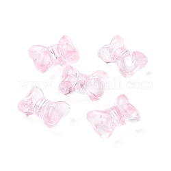 Transparente sprühlackierte Glasperlen, Schleife, Perle rosa, 10x14x8 mm, Bohrung: 1 mm