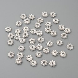 Perline in lega perline distanziatrici a margherita,  cadmio& piombo libero, perle granulari, argento, 6x2mm, Foro: 1.5 mm, circa 4000pcs/1000g