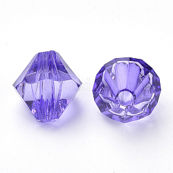 Abalorios de acrílico transparentes, bicono, Violeta Azul, 4x4mm, agujero: 1.2 mm, aproximamente 17000 unidades / 500 g
