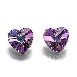 Breloques en verre d'idées de valentines romantiques, pendentifs coeur facetté, violet, 18x18x10mm, Trou: 1mm