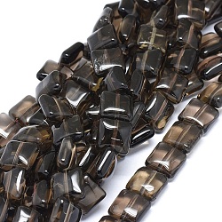 Hebras de perlas naturales de cuarzo ahumado, cuadrado, 9.5~10x9.5~10x5.5~6mm, agujero: 0.5 mm, aproximamente 39 pcs / cadena, 15.16 pulgada