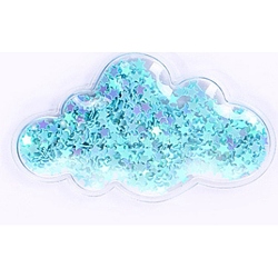 Cabochon di plastica con paillettes delle sabbie mobili, per ornamento per capelli e accessorio per costumi, nuvola, blu, 7.7x4.7cm