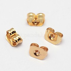 Grade AAA Brass Ear Nuts, Friction Earring Backs for Stud Earrings, Cadmium Free & Nickel Free & Lead Free, Real 18K Gold Plated, 5x3x3mm, Hole: 1mm