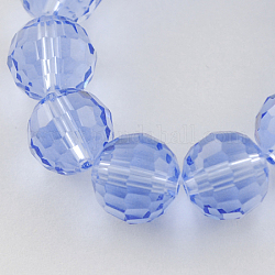 Chapelets de perles en verre transparent, facette, ronde, bleuet, 6mm, Trou: 1mm, Environ 72 pcs/chapelet, 15 pouce
