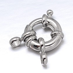 Brass Spring Ring Clasps, Platinum, 12.5~13x6mm, Tube Bails: 9x5x1.5mm, Hole: 2.5mm