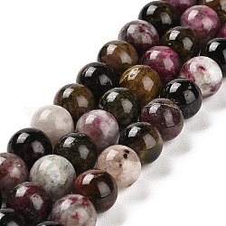 Chapelets de perles en tourmaline naturelle, ronde, 9.8~10.8mm, Trou: 0.8mm, Environ 37~40 pcs/chapelet, 15.08~40'' (38.3~40 cm)