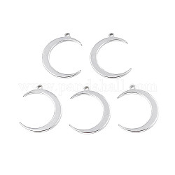 201 Stainless Steel Pendants, Moon, Stainless Steel Color, 25.5x20.5x1.5mm, Hole: 2mm