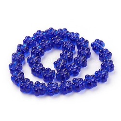 Fili di perline murano fatto a mano, fiore di prugna, blu medio, 13.5x8.5~9mm, Foro: 1.2 mm, circa 32pcs/filo, 16.53 pollice (42 cm)