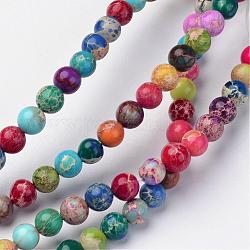 Natural Imperial Jasper Beads Strands, Round, Dyed, Colorful, 12mm, Hole: 1mm, about 32pcs/strand, 15.7 inch