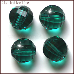 Perles d'imitation cristal autrichien, grade AAA, facette, ronde, dark cyan, 8mm, Trou: 0.9~1mm