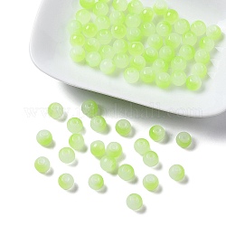 Backen gemalt Nachahmung Jade Glas runden Perle Stränge, Ton zwei, grün gelb, 7.5~8 mm, Bohrung: 1 mm, ca. 109~111 Stk. / Strang, 30.94~31.26 Zoll (78.6~79.4 cm)