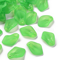 Transparent gefrostetem Acryl-Anhänger, petaline, lime green, 24x17x4 mm, Bohrung: 1.8 mm