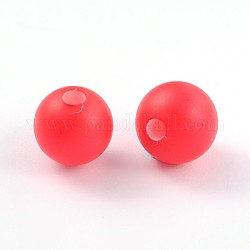 Half Drilled Frosted Round Shell Pearl Beads fit for Ball Stud Earrings, Red, 16mm, Hole: 4mm