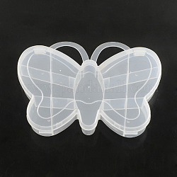 Kunststoff-Kügelchen Lagerbehälter, 13 Fächer, Schmetterling, Transparent, 14.7x18.5x2.5 cm
