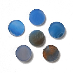 Natürliche blaue Achat-Cabochons, Flachrund, gefärbt und erhitzt, 20x3~5 mm