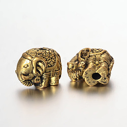 Слон шарики сплава, античное золото , 9.5x11.5x7.5 мм, отверстие : 2 мм